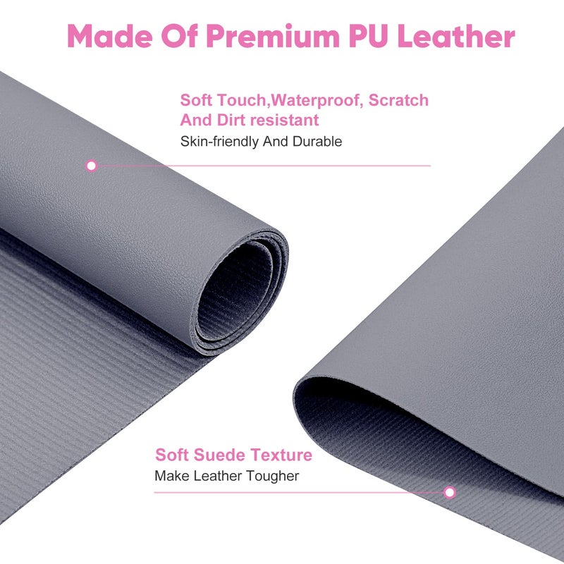 Subay Nail Art Table Mat, Fiber PU Leather Nail Arm Rest Pad for Acrylic Nails, Foldable Nail Hand Rest Pillow Manicure Pad Acrylic Nail Desk Mat for Nail Technician - Grey - Image 2